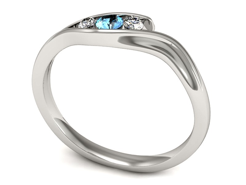Pierścionek z topazem i brylantami białe złoto - P15291ba — zdjęcie 3