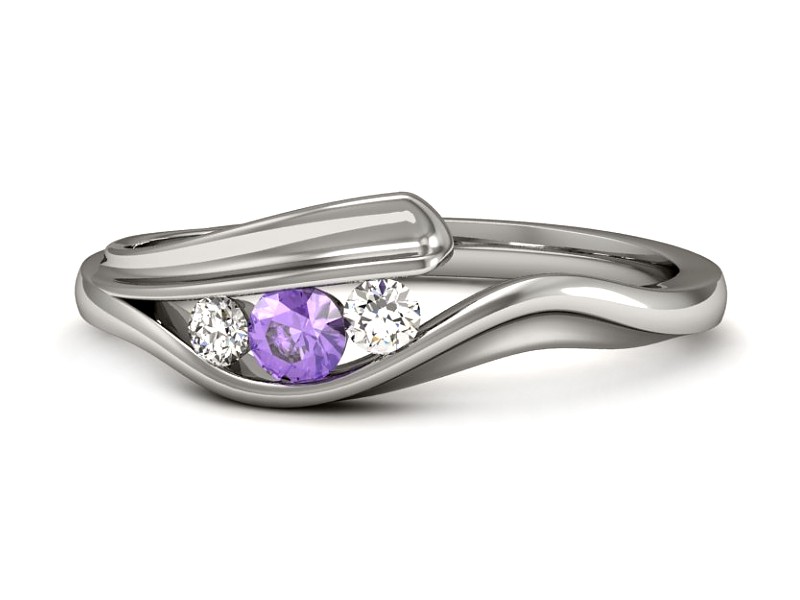 Pierścionek z tanzanitem białe złoto z brylantami - P15291bt — zdjęcie 2