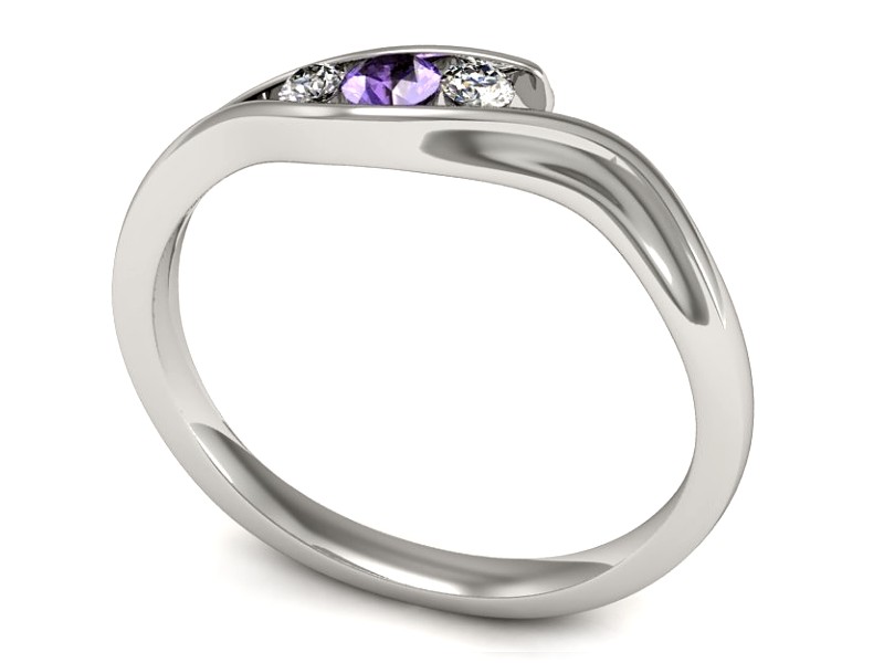 Pierścionek z tanzanitem białe złoto z brylantami - P15291bt — zdjęcie 3