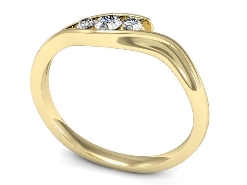 Złoty pierścionek z brylantami żółte złoto - P15291z — zdjęcie 3