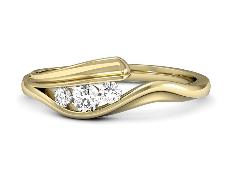 Złoty pierścionek z brylantami żółte złoto - P15291z — zdjęcie 2