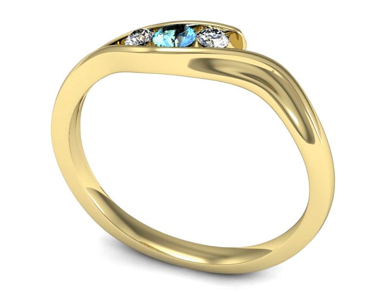 Pierścionek z topazem i brylantami żółte złoto - P15291za — zdjęcie 3