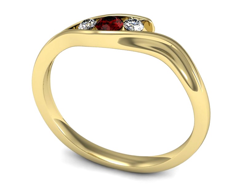 Złoty pierścionek z granatem żółte złoto - P15291zgr — zdjęcie 3