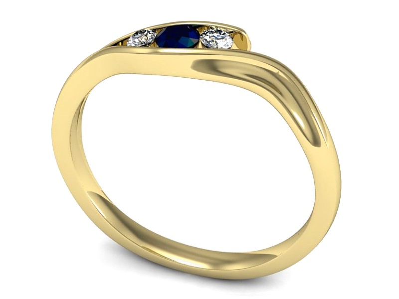 Pierścionek z szafirem i brylantami żółte złoto - P15291zsz — zdjęcie 3