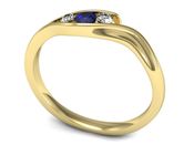 Złoty pierścionek z szafirem i diamentami złoto - P15291zszc - 3