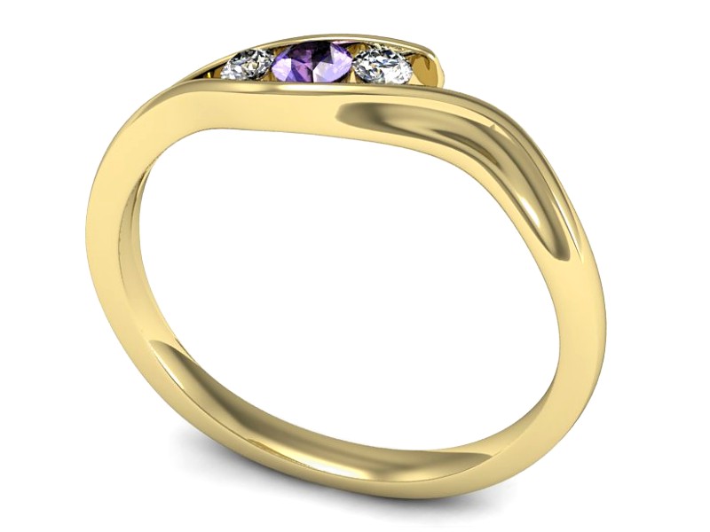 Pierścionek z tanzanitem i diamentami żółte złoto - P15291zt — zdjęcie 3