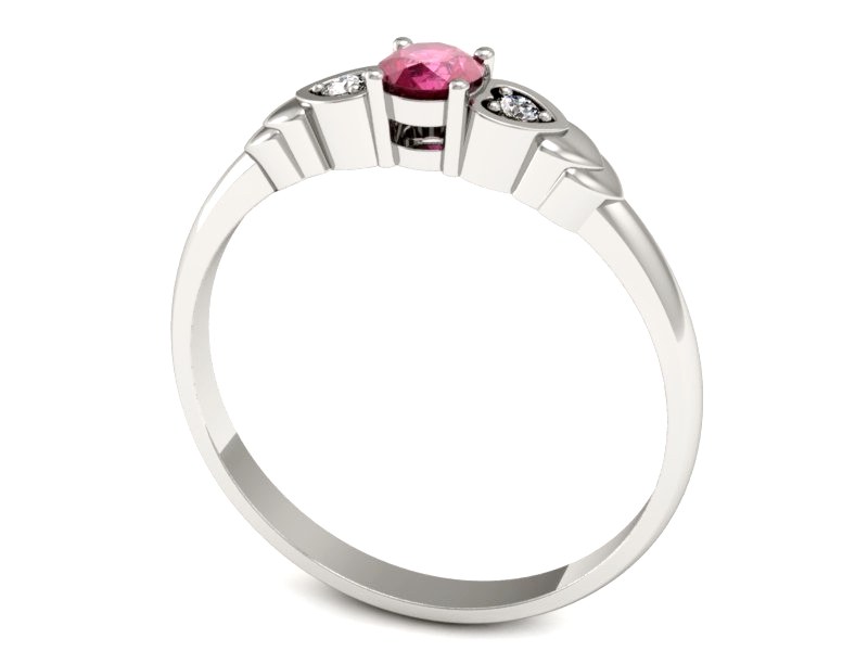 Pierścionek z rubinem i brylantami białe złoto - P15292br — zdjęcie 3
