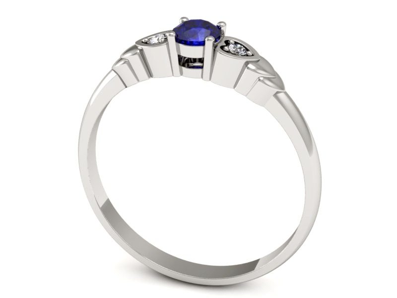 Złoty pierścionek z szafirem i brylantami - P15292bszc — zdjęcie 3