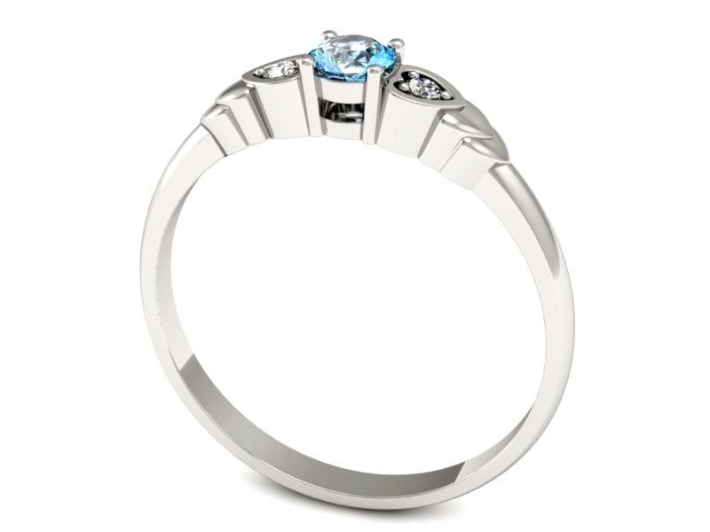 Pierścionek z topazem i brylantami białe złoto - P15292btp — zdjęcie 3