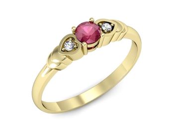 Złoty pierścionek z rubinem i brylantem złoto 585 - P15292zr - 1