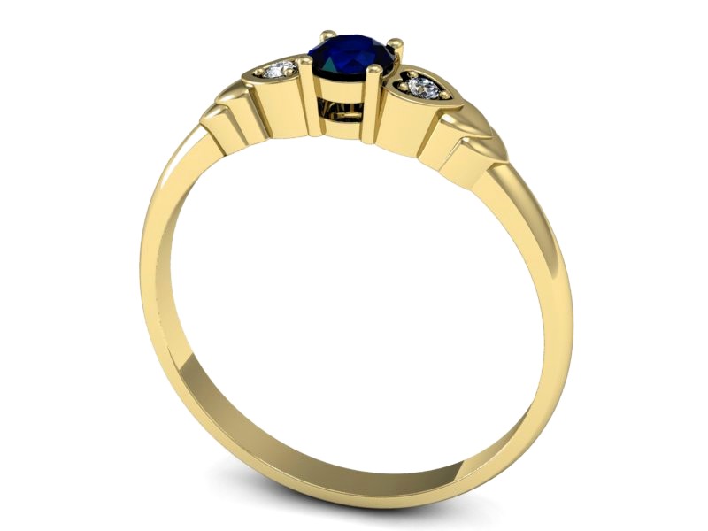 Pierścionek z szafirem i brylantami żółte złoto - P15292zsz — zdjęcie 3
