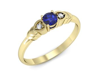 Złoty pierścionek z szafirem i diamentami złoto - P15292zszc - 1