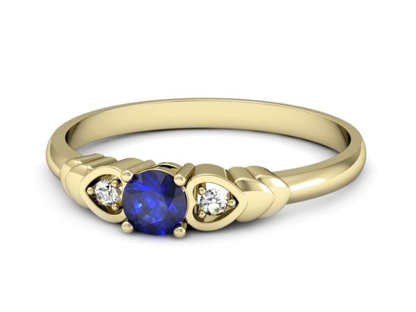 Złoty pierścionek z szafirem i diamentami złoto - P15292zszc