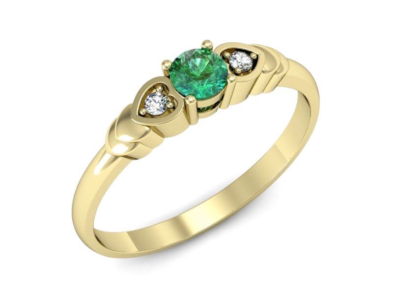Złoty pierścionek ze szmaragdem i brylantami - P15292zszm