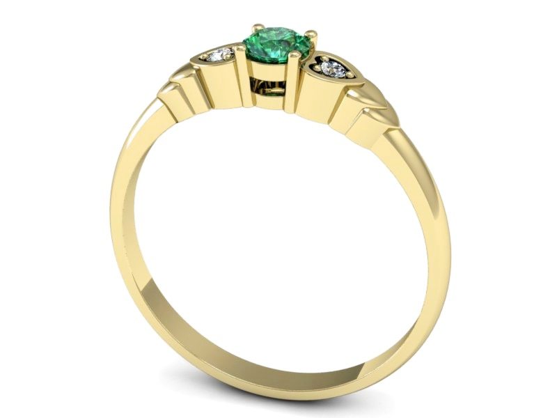 Złoty pierścionek ze szmaragdem i brylantami - P15292zszm — zdjęcie 3