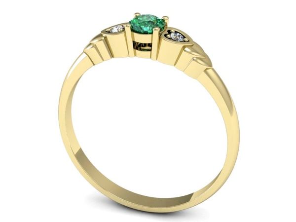 Złoty pierścionek ze szmaragdem i brylantami - P15292zszm