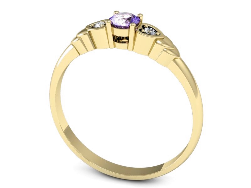 Złoty pierścionek z tanzanitem i brylantami - P15292zt — zdjęcie 3