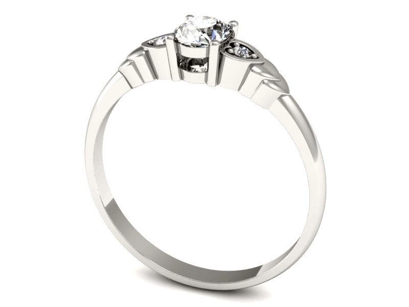 Złoty pierścionek z diamentami białe złoto - P15293b — zdjęcie 3