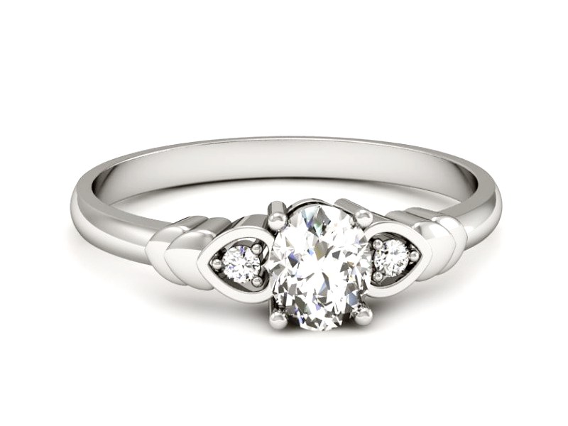 Złoty pierścionek z diamentami białe złoto - P15293b — zdjęcie 2