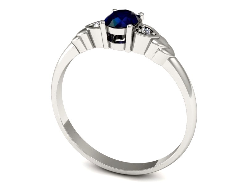 Pierścionek z szafirem i brylantami białe złoto - P15293bsz — zdjęcie 3