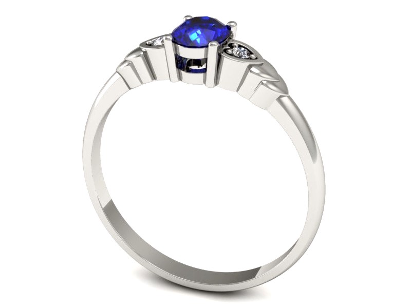Pierścionek z szafirem i brylantami białe złoto - P15293bszc — zdjęcie 3