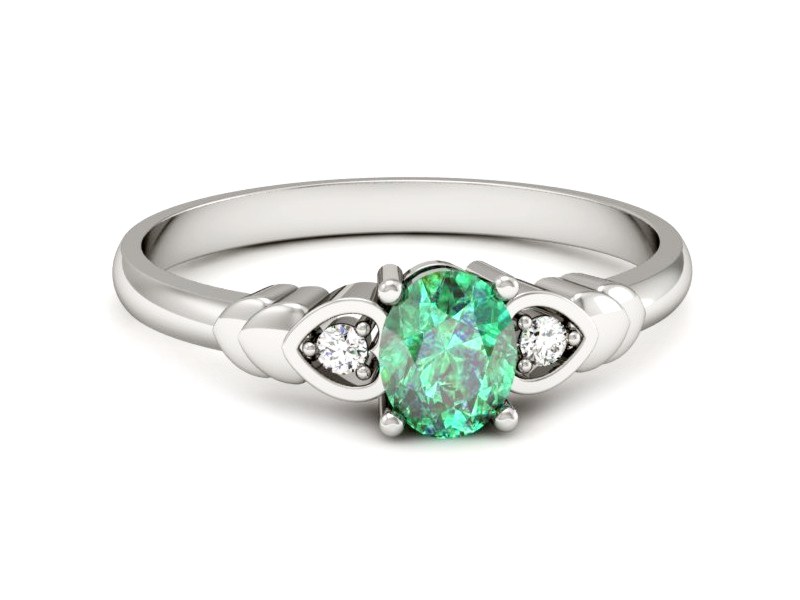 Złoty pierścionek ze szmaragdem i brylantami - P15293bszm — zdjęcie 2