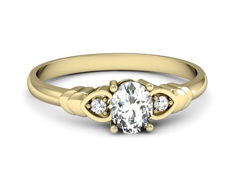 Złoty pierścionek z diamentami żółte złoto - P15293z — zdjęcie 2