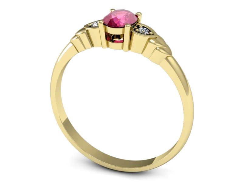 Złoty pierścionek z rubinem i brylantami - P15293zr — zdjęcie 3