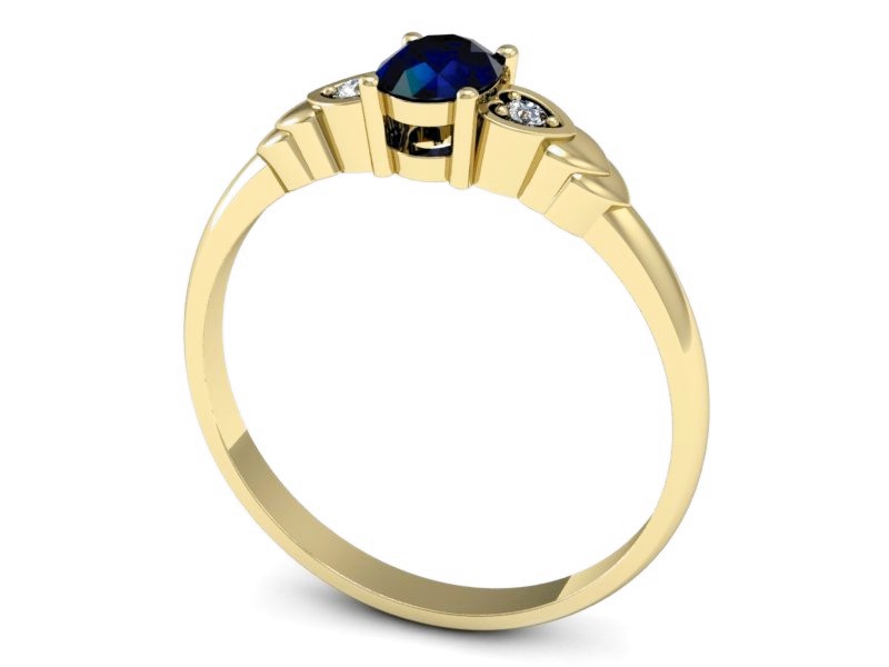 Złoty pierścionek z szafirem i brylantami - P15293zsz — zdjęcie 3