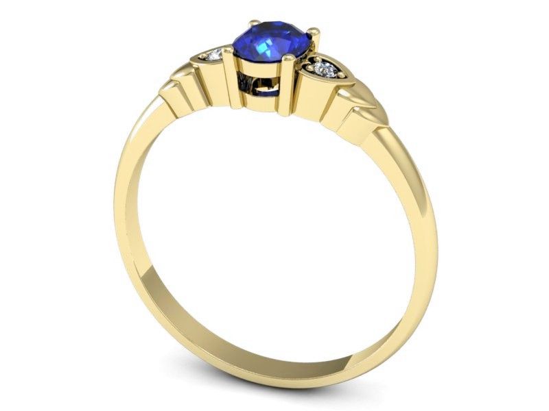 Złoty pierścionek z szafirem i diamentami złoto - P15293zszc - 3