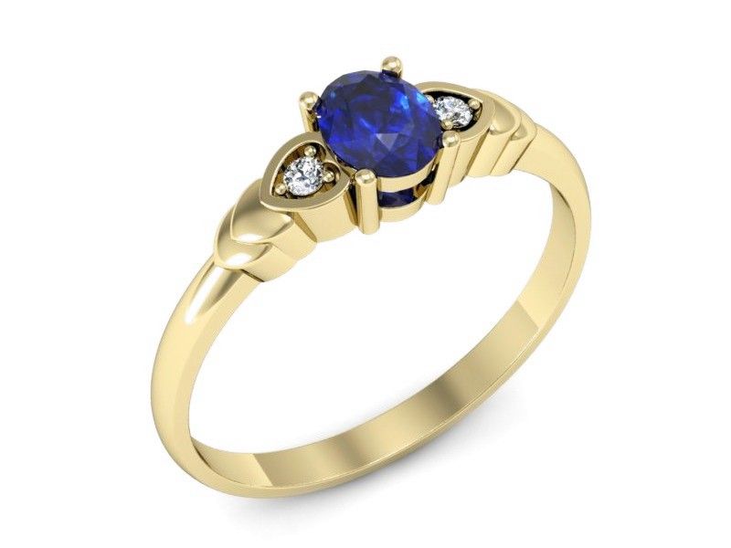 Złoty pierścionek z szafirem i diamentami złoto - P15293zszc - 1