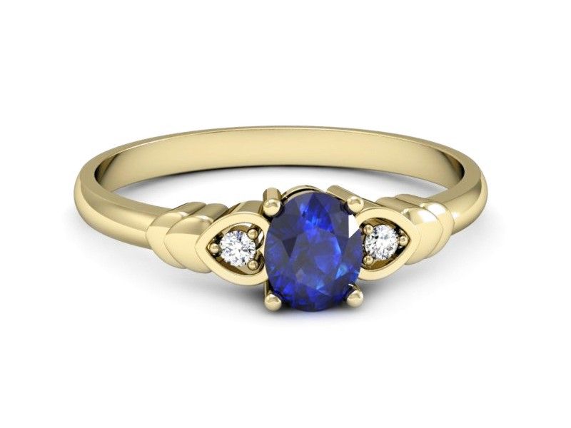 Złoty pierścionek z szafirem i diamentami złoto - P15293zszc - 2