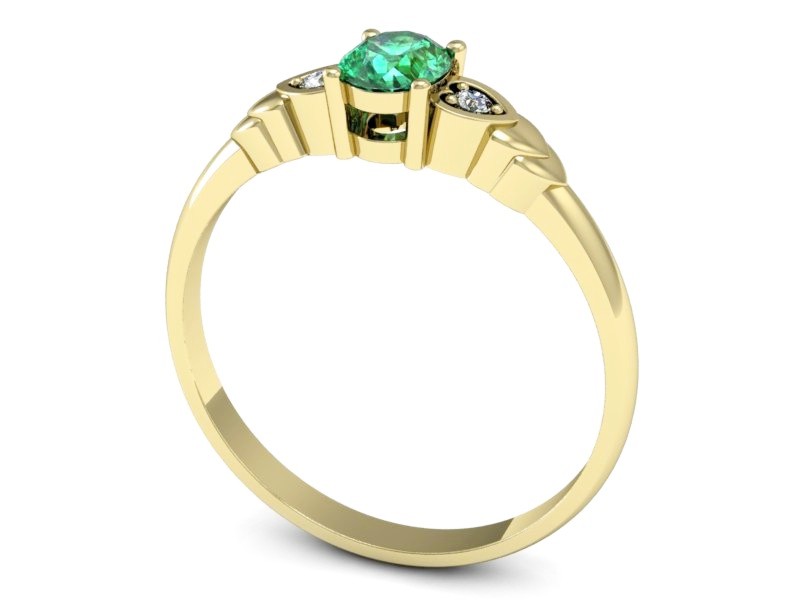 Złoty pierścionek ze szmaragdem i brylantami - P15293zszm — zdjęcie 3