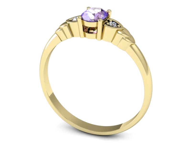 Złoty pierścionek z tanzanitem i brylantami - P15293zt — zdjęcie 3