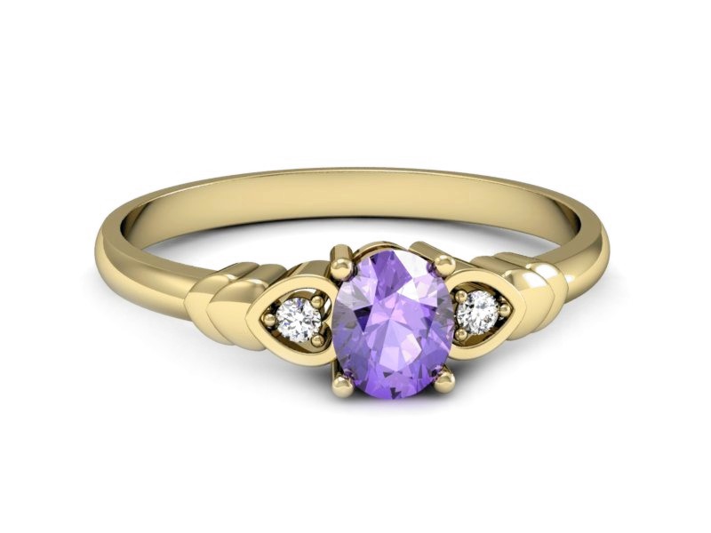 Złoty pierścionek z tanzanitem i brylantami - P15293zt — zdjęcie 2