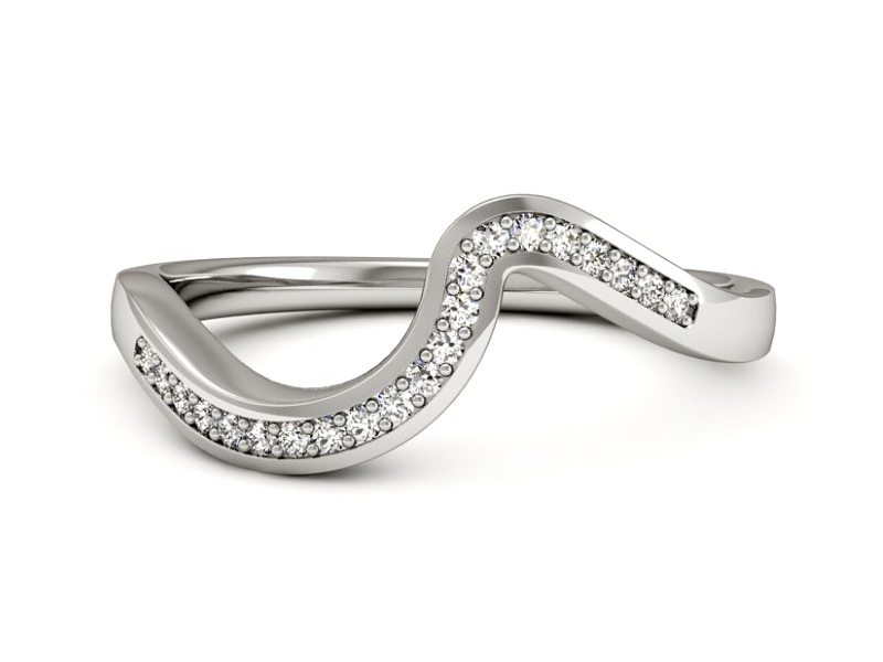 Złoty pierścionek z brylantami białe złoto - P15294b — zdjęcie 2