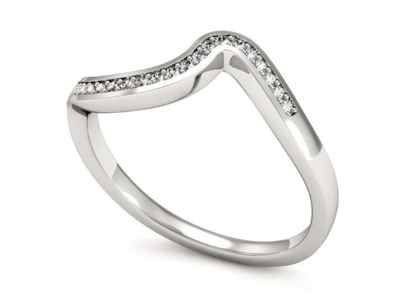 Złoty pierścionek z brylantami białe złoto - P15294b — zdjęcie 3