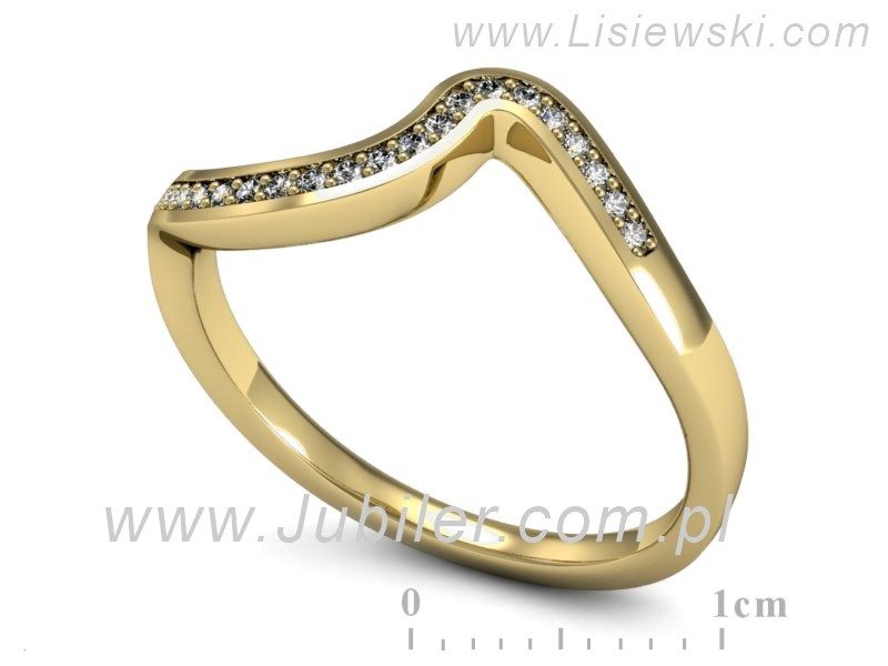 Złoty pierścionek z brylantami żółte złoto - P15294z — zdjęcie 3