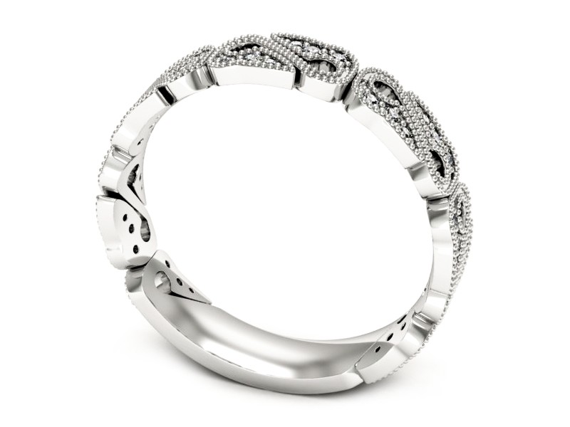 Obrączka z brylantami białe złoto soczewkowa - P15295b — zdjęcie 3