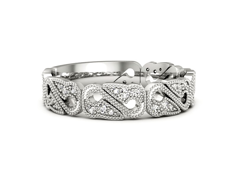 Obrączka z brylantami białe złoto soczewkowa - P15295b — zdjęcie 2