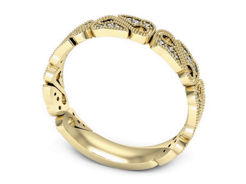 Obrączka z brylantami żółte złoto soczewkowa - P15295z — zdjęcie 3