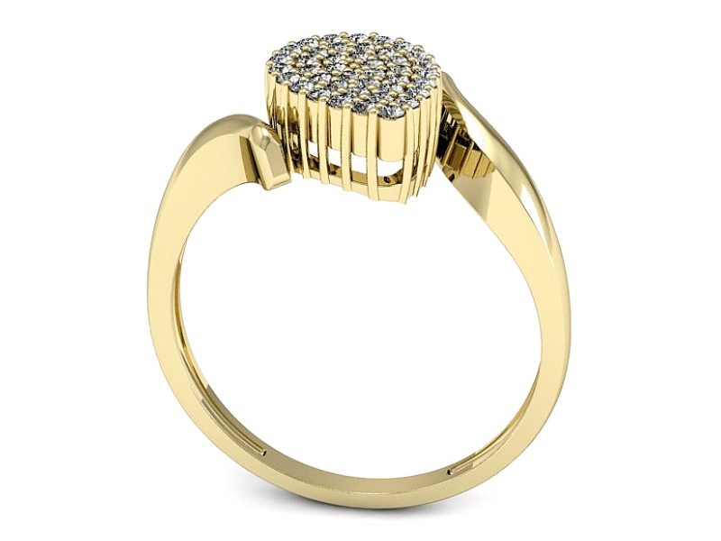 Złoty pierścionek z brylantami żółte złoto - P15297z — zdjęcie 3