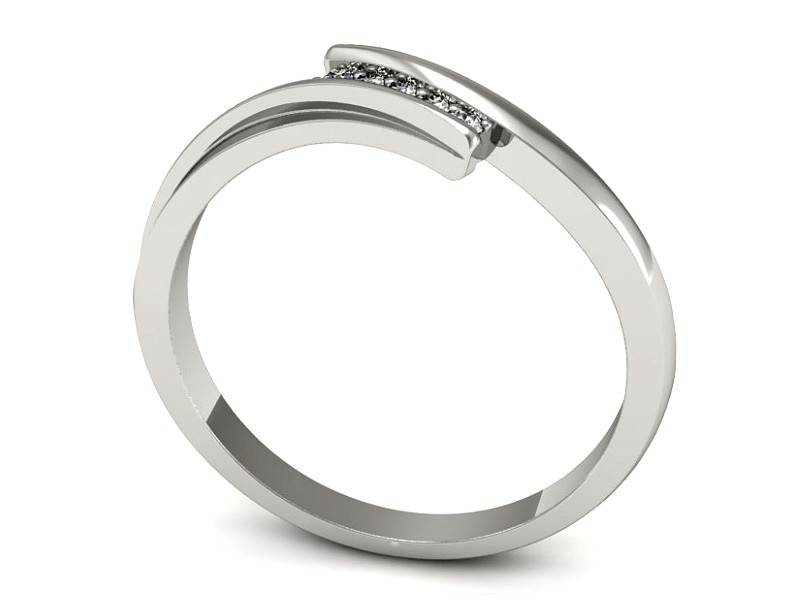 Złoty pierścionek z brylantami białe złoto - P15298b — zdjęcie 3