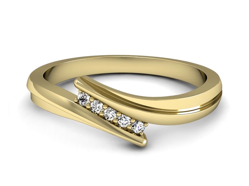 Złoty pierścionek z brylantami żółte złoto - P15298z — zdjęcie 2