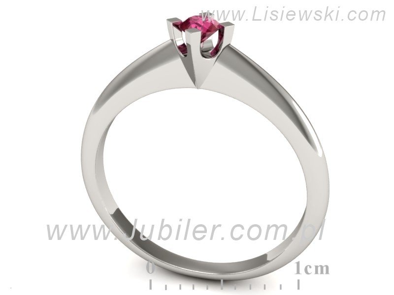 Złoty pierścionek z rubinem białe złoto - P15300br — zdjęcie 3