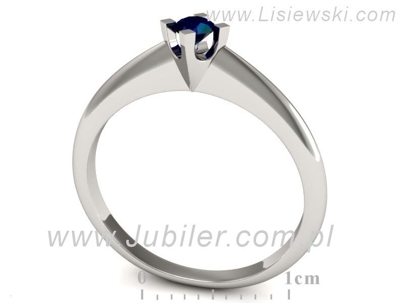 Złoty pierścionek z szafirem białe złoto - P15300bsz — zdjęcie 3