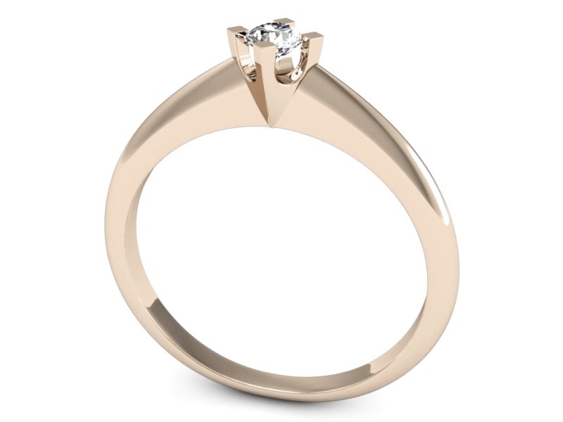 Złoty pierścionek z brylantem różowe złoto - P15300c — zdjęcie 3