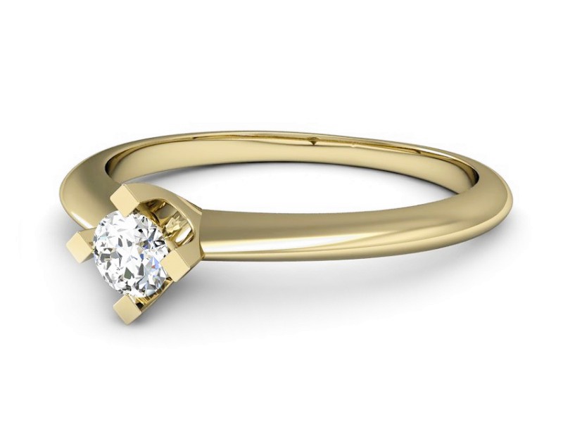 Złoty pierścionek z brylantem żółte złoto - P15300z — zdjęcie 2