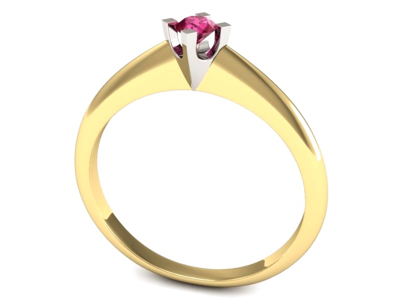 Pierścionek z rubinem z żółtego i białego złota - P15300zbr — zdjęcie 3