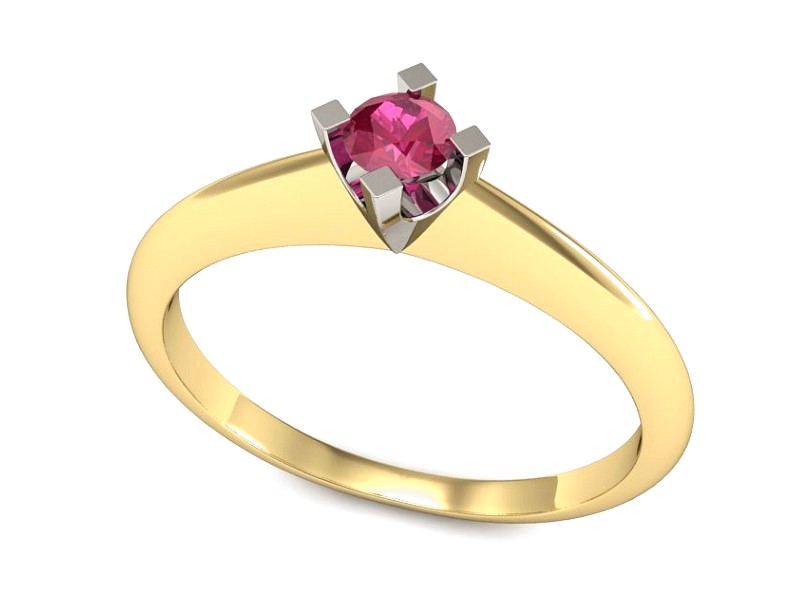 Pierścionek z rubinem z żółtego i białego złota - P15300zbr